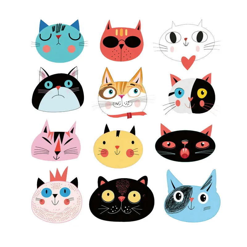 

Child Cute Animal Combination Cat Clothing Applications Sticker Iron on Patches DIY T-shirt Heat Transfer Vinyl Clothes Applique
