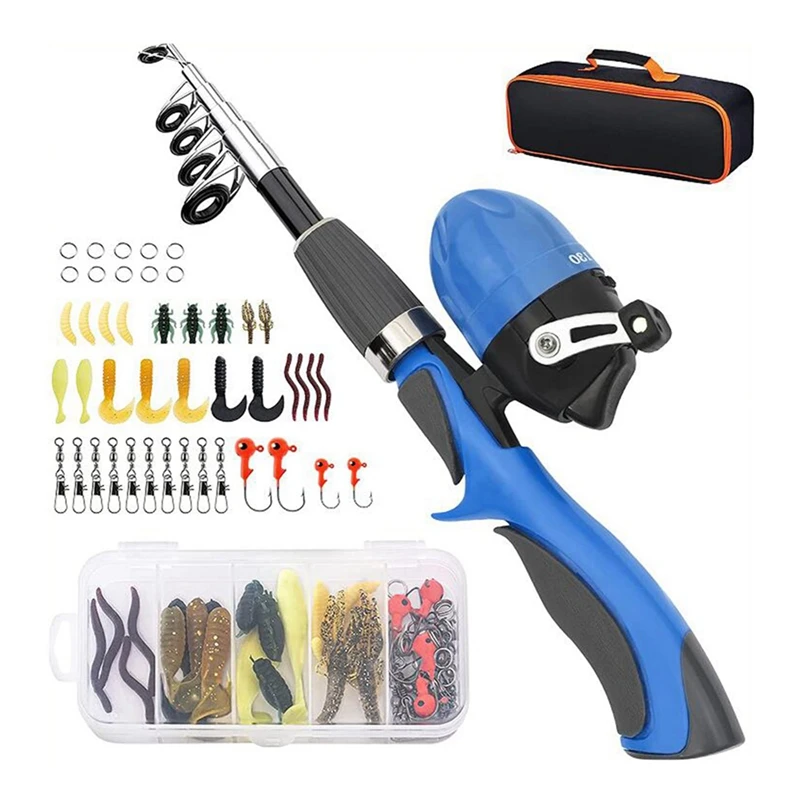 

Kids Fishing Pole, Portable Telescopic Fishing Rod And Reel Combo Kit With Fishing Reel Tackle Box And Backpack
