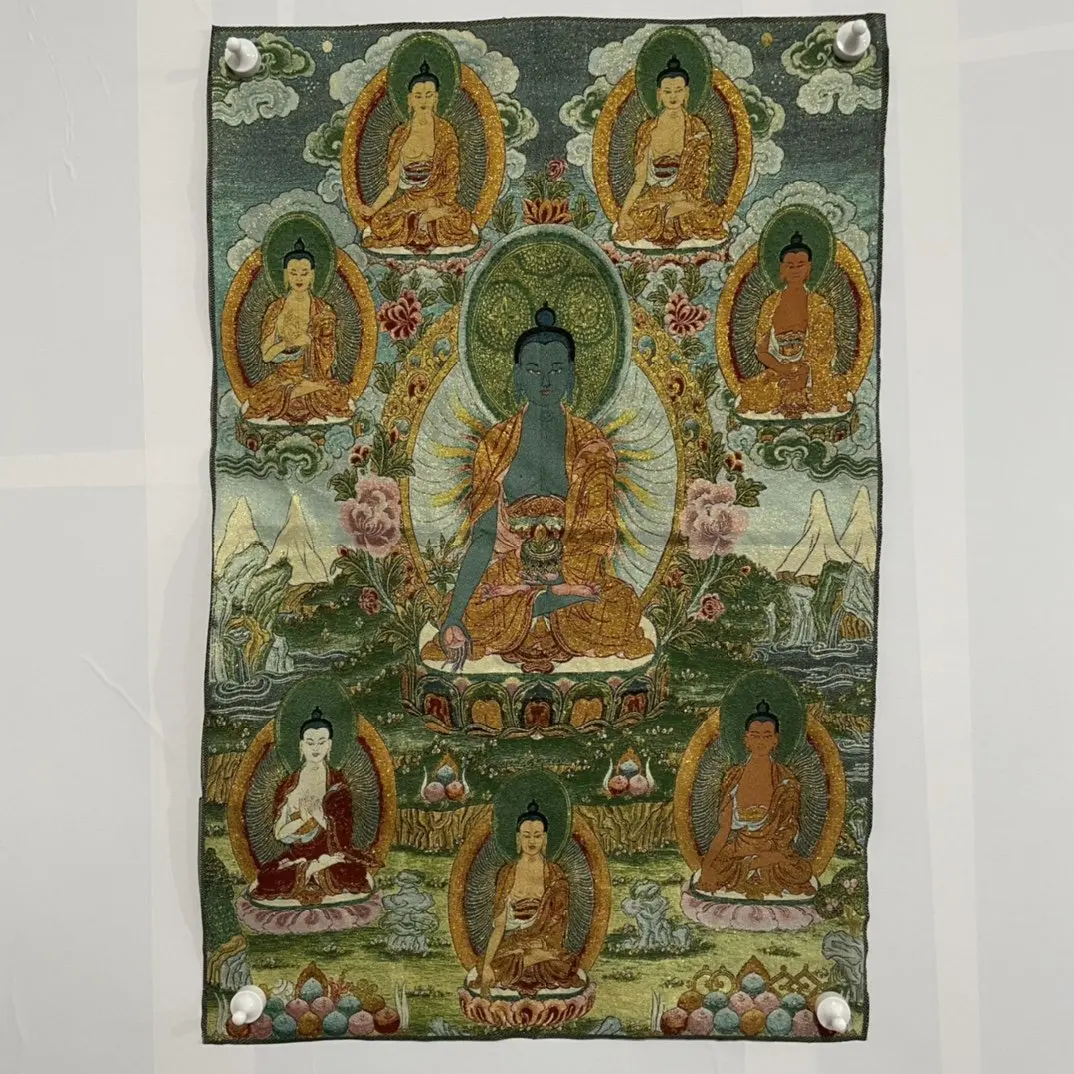 

Thangka Embroidery Tibetan Buddhist Silk Brocade Nepal Sakyamuni Amitabha Buddha Statue Painting Mural Crafts