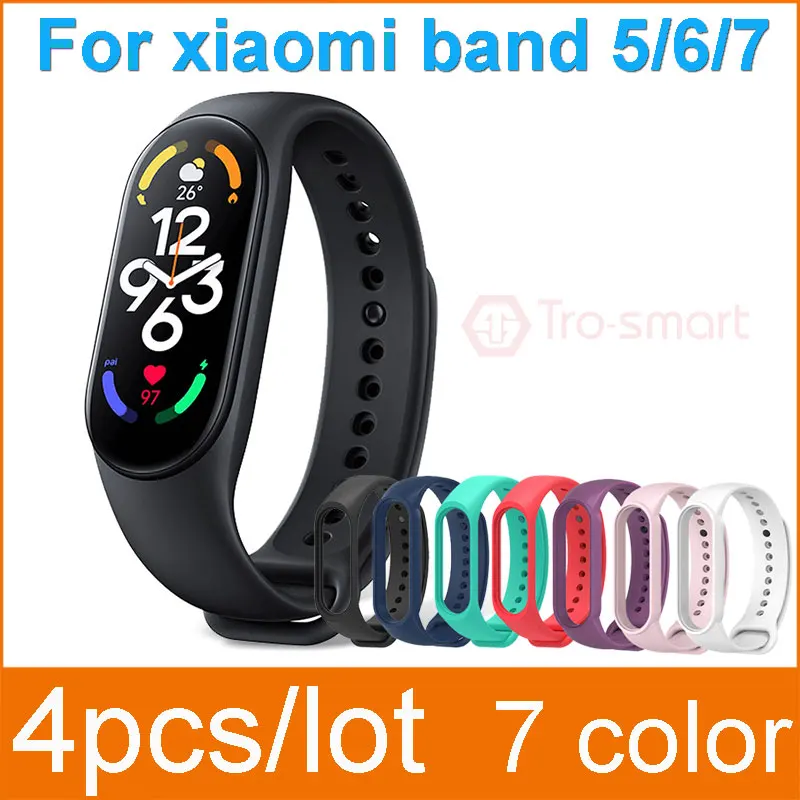 

Ремешок силиконовый для Xiaomi Mi Band 7 6 5, браслет для Xiaomi Mi Band 7 / 6 / 5 4 шт./лот