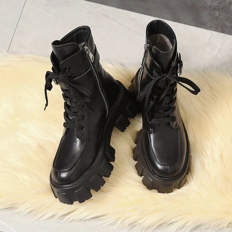 

Women's Short Boots Autumn and Winter Fashion RoundHead Square Heel Thick Bottom Non-slip Comfortable Casual Boots Fashion Boots