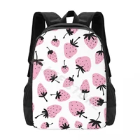 pink strawberries and black tails cartoon school bags fashion backpack teenagers bookbag mochila casual backpack