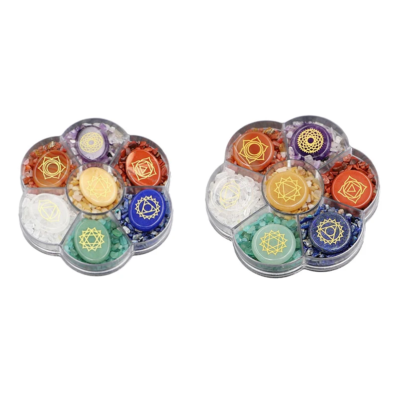 

Seven Chakra Set Natural Crystal Gem Agate Yoga Energy Stone Healing Colorful Stone Reiki Symbol DIY Home Decor