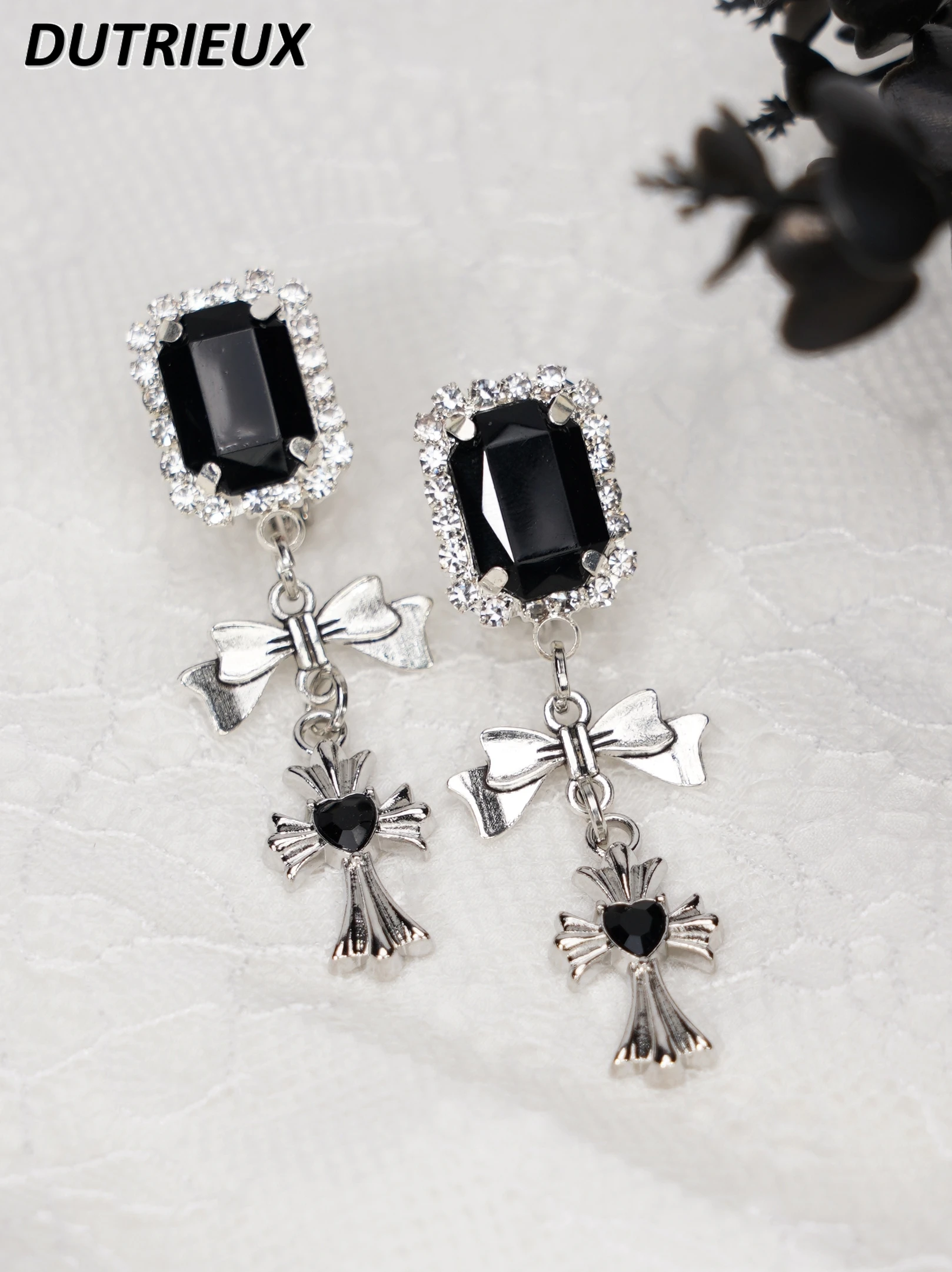 

Dangle Earrings Square Diamond Silver Needle Ear Stud Earring Fashion Long Earrings Sweet Cool Personality Accessories for Women