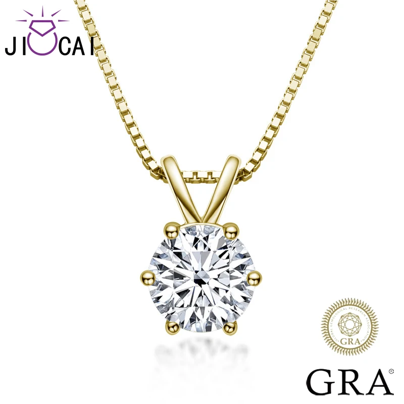 

JICAI 1.0ct D Color Moissanite Classic Six Claw Diamond Pendant Necklace 925 Sterling Silver Luxury Jewelry with GRA Certificate