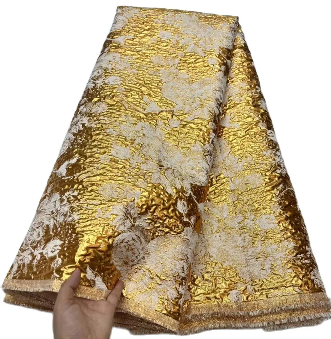 

French Jacquard voile lace fabric embroidered tulle switzerland ribbon beaded organza official store dress for women