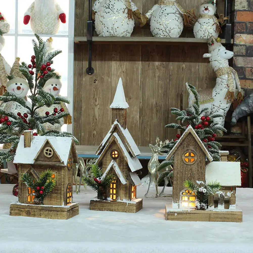 

Искусственное красивое маленькое украшение для дома, деревянное, увеличивающее атмосферу, милый светодиодный светильник, Рождественское украшение для дома