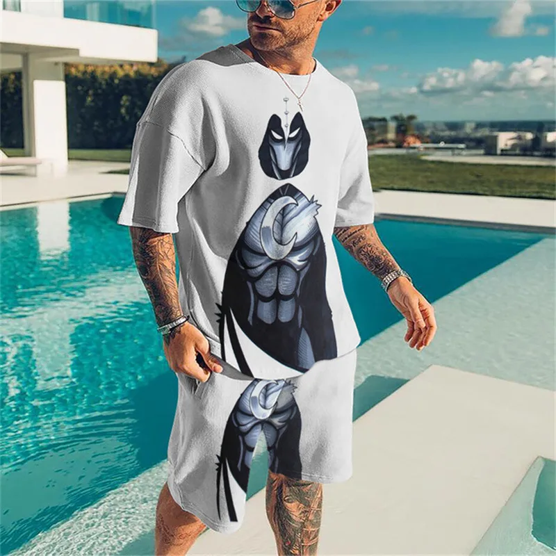 

3D Printed Knight Men Sets Short Outfits Fashion Oversized Short Sleeve Shirt Men with Short O-Neck Casual Male Summer Clothing