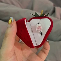 new 1 pcs red strawberry ring box form velvet ring storage case jewelry box ring protector flocking gift box hot selling