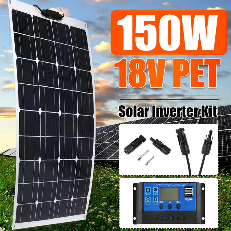 

Flexible Solar Panel 150W Dual USB Output Solar Cells Waterproof 10A/20A/30A/40A/50A/60A Controller for 12V/24V Battery Charger
