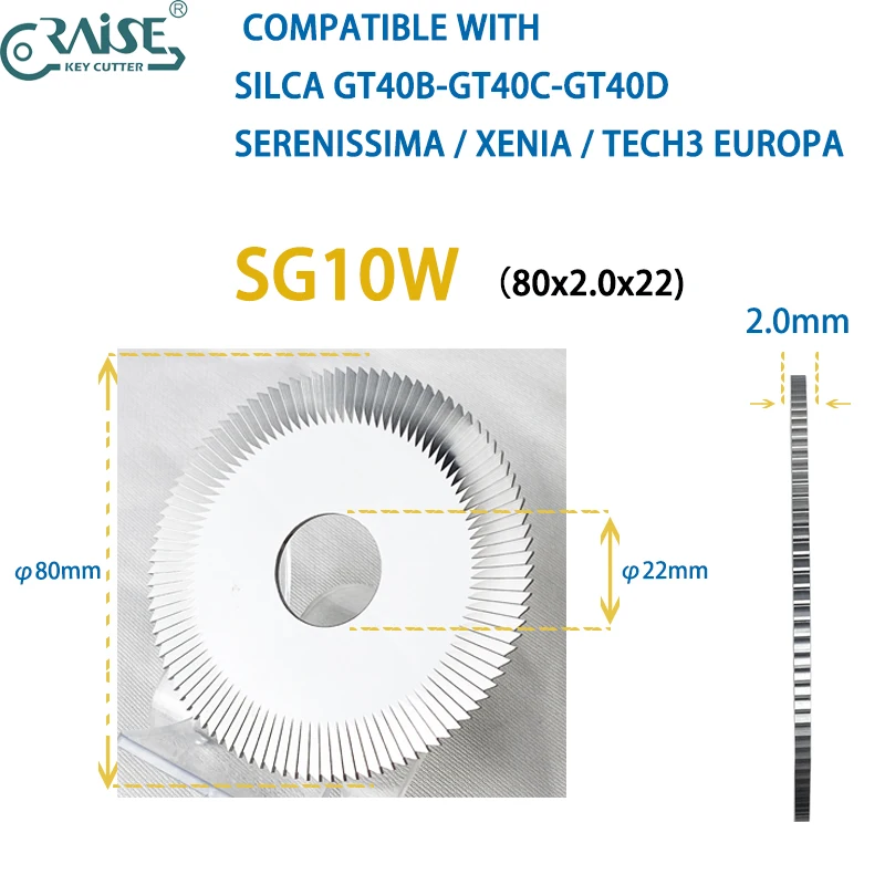 

Слесарный резак для ключей SG10W 80x2,0x22, совместим с SILCA TARGA 2000 TECH3