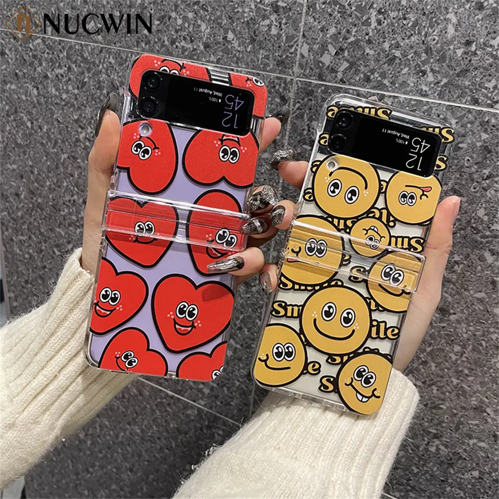 

Чехол для Samsung Galaxy ZFlip 4 с милым мультяшным смайликом и медведем, прозрачный чехол-накладка для Samsung Galaxy Z Flip 4 3 Flip4 Flip3 Zflip4