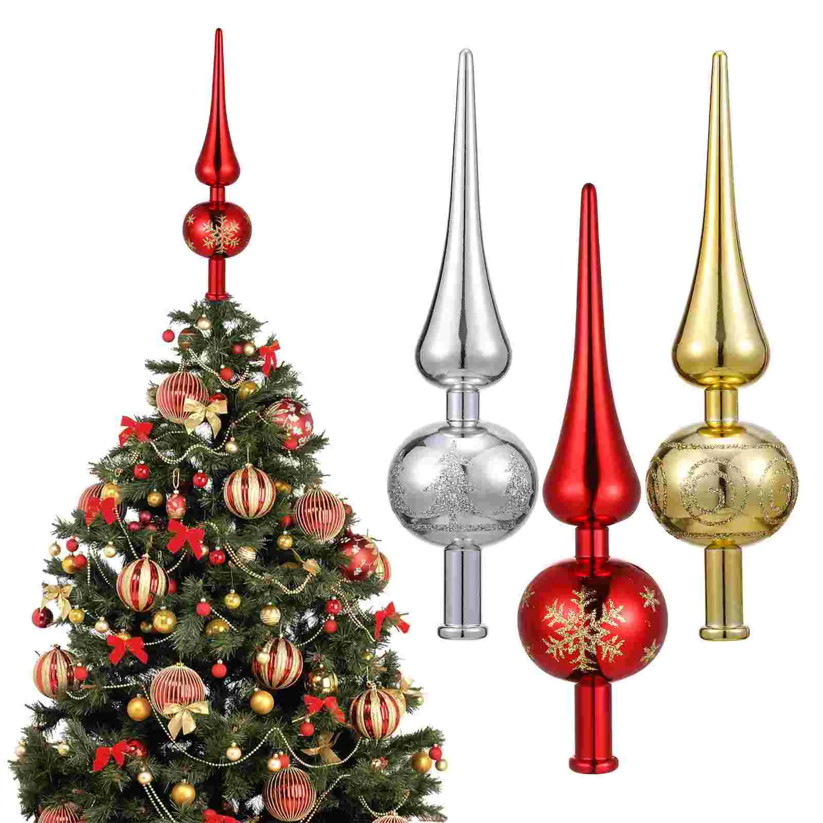 

3 Pcs Glass Christmas Tree Top Star Ornament Party Favors Plastic Xmas Supplies