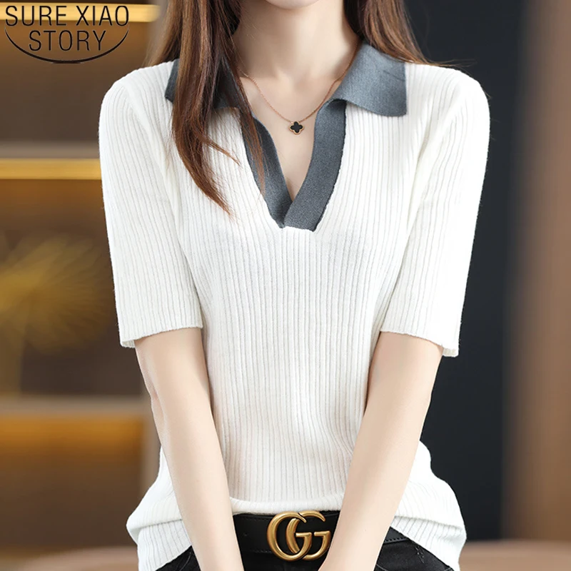 

Повседневные свободные дышащие вязаные женские футболки с коротким рукавом летняя новая футболка с коротким рукавом облегающие тонкие фут...