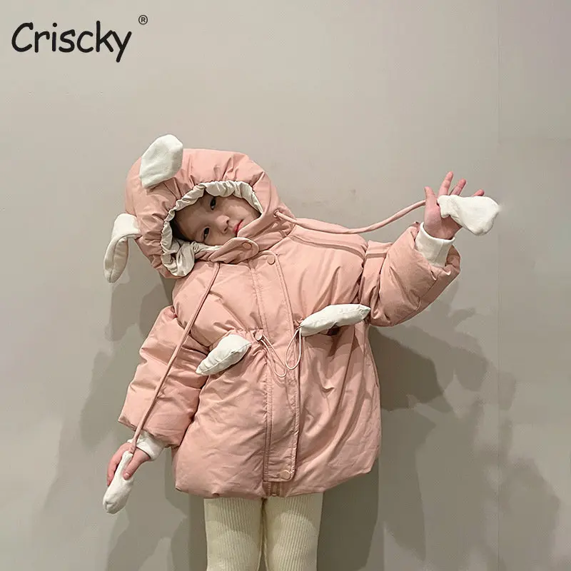 

Criscky Baby Down Jacket Winter Coat Girls Warm Children Outfits Kids Clothes Winter Toddler Solid Thicken Hoodie Parkas
