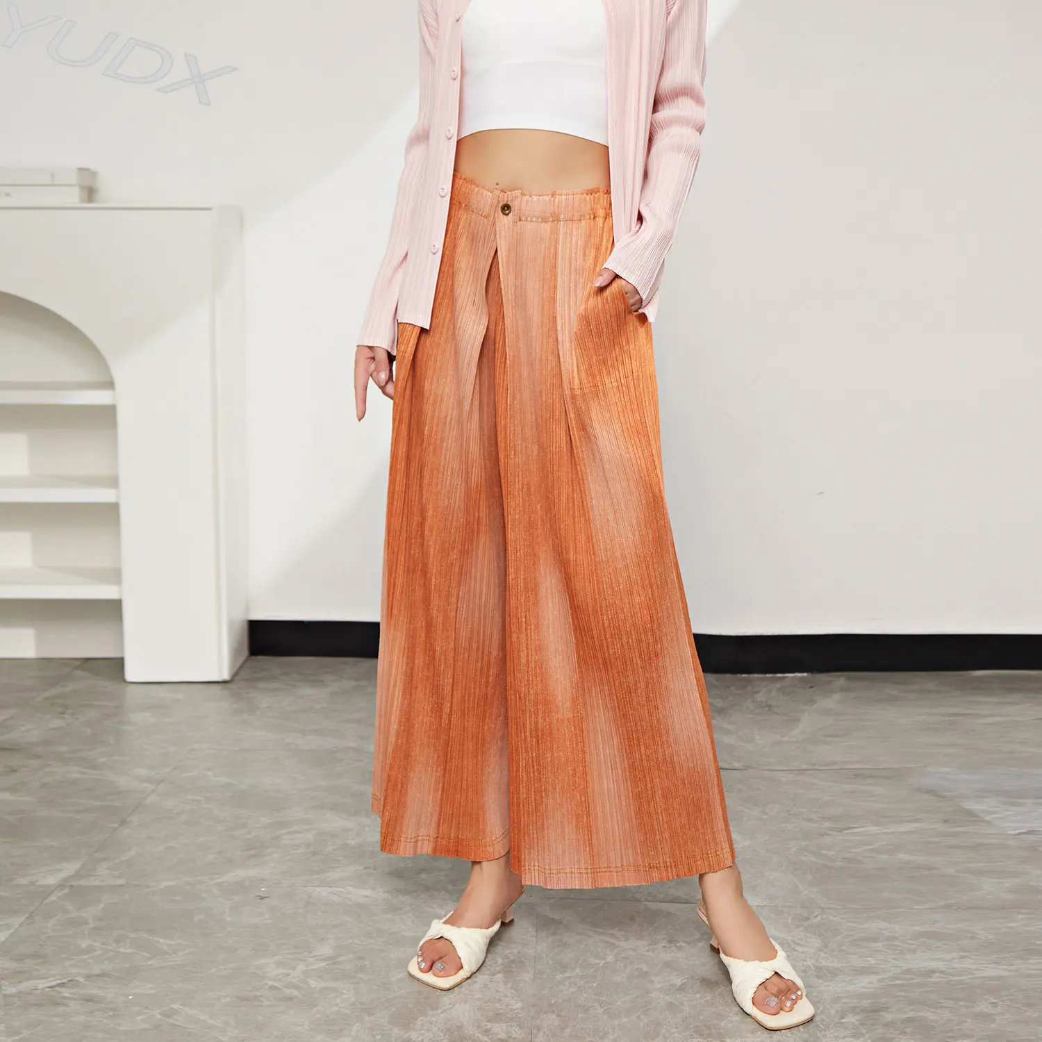 High-quality Miyake Pleated High-end Loose Versatile Women's Wide-legged Pants 2023 Summer New Casual High Waist Straight Pants