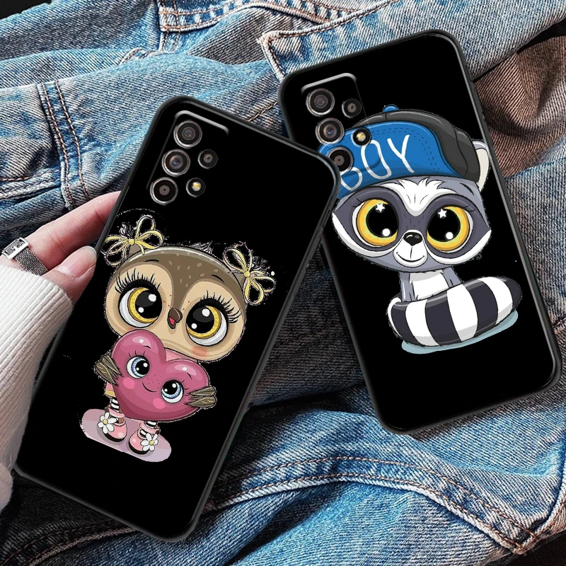 

Cartoon Owl For Samsung S8 S9 Plus S10 S10E S20 S21 FE Lite Ultra Plus Phone Case Liquid Silicon Soft Silicone Cover Coque
