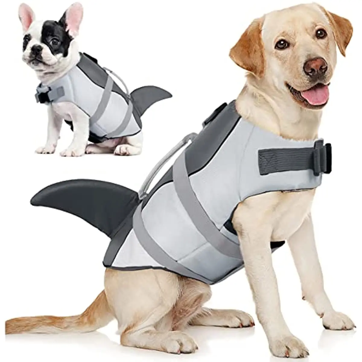 

Dog Life Jacket Ripstop Dog Lifesaver Shark Vests Adjustable Preserver with Durable Rescue Handle Pet Dogs Safety Swimsuit
