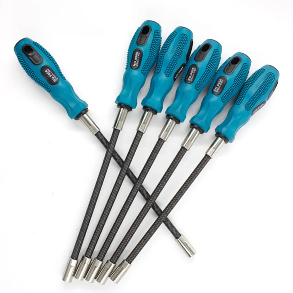 

Bendable Socket Non-slip Flexible Screwdriver Hand Tools Multifunctional Extension Hose Hexagon Bendable Screwdriver Bits 7MM