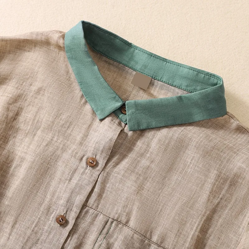 Женская рубашка с отложным воротником повседневная однобортная блузка из хлопка