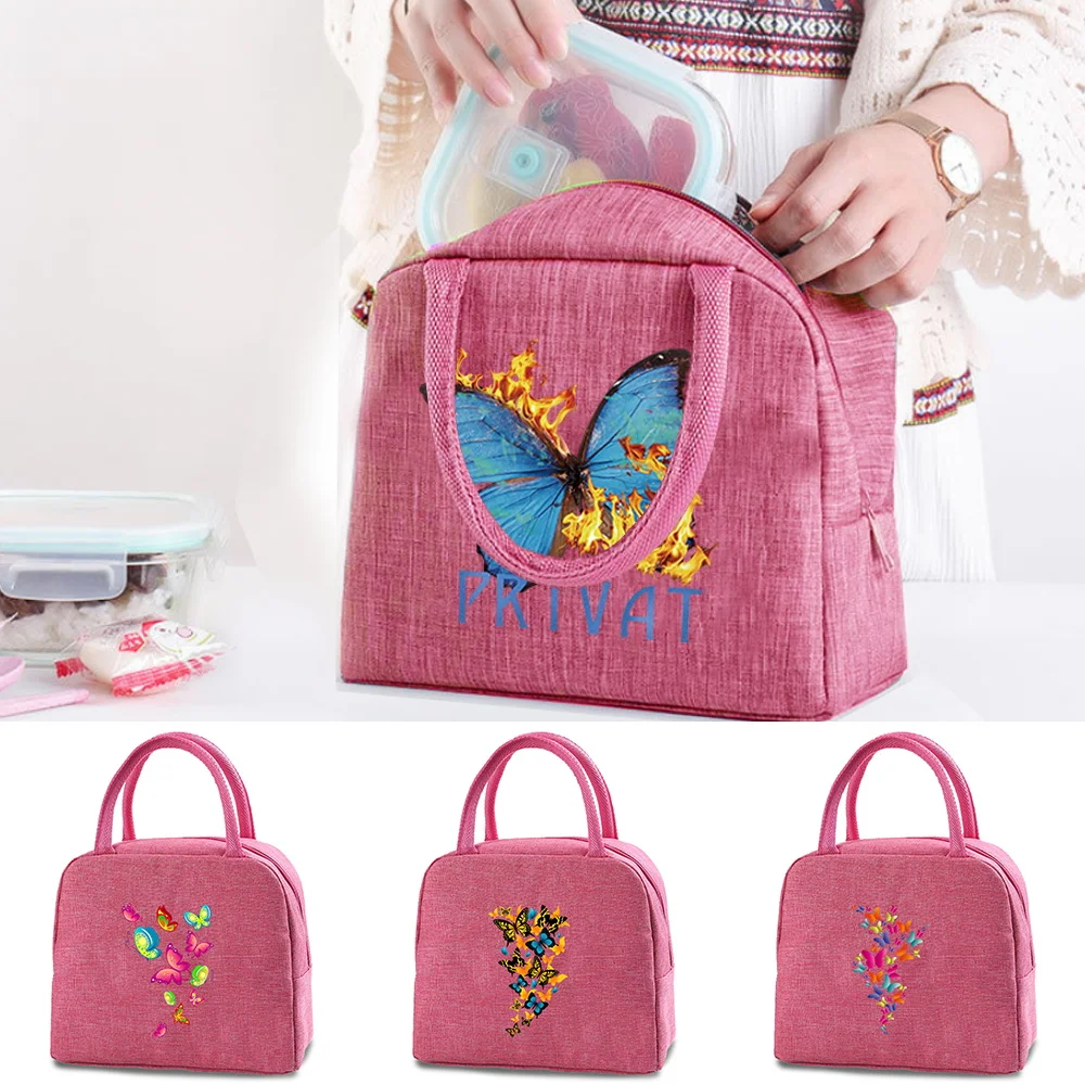 

Butterfly Lunch Box Bag School Food Insulated Dinner Bag New Canvas Cooler Picnic Bag Fashion Lunch Bags Camping Travel Handbags