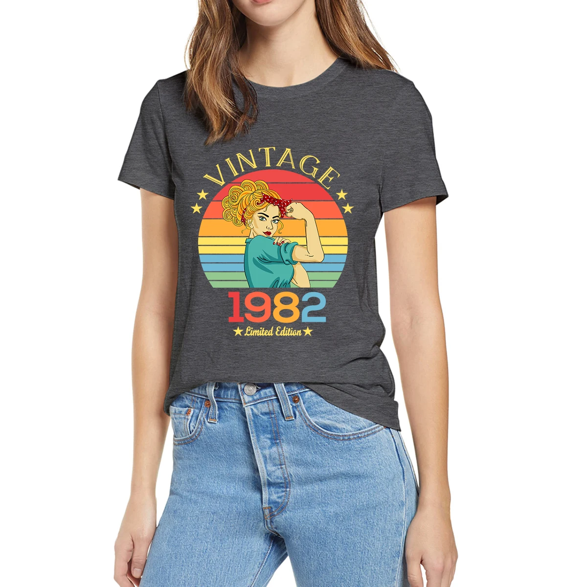 

100% Cotton 1982 Tee 40 Years of Being Awesome 40th Birthday Gifts Summer Women Casual Novelty Oversized T-Shirt Unisex Loose