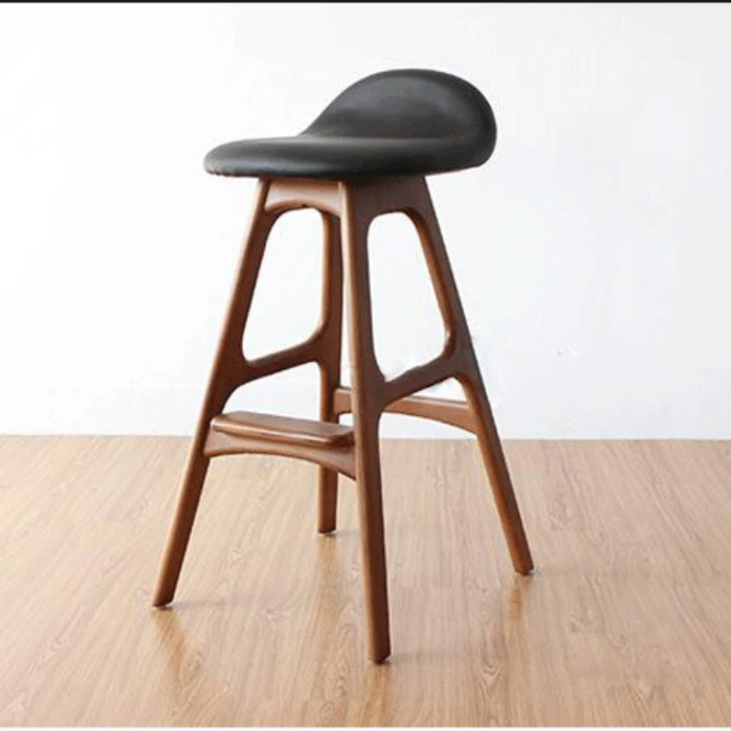 

Нордический современный простой вращающийся высокий стул из массива дерева, легкое роскошное домашнее барное кресло со спинкой, Кожаная подушка, барные стулья
