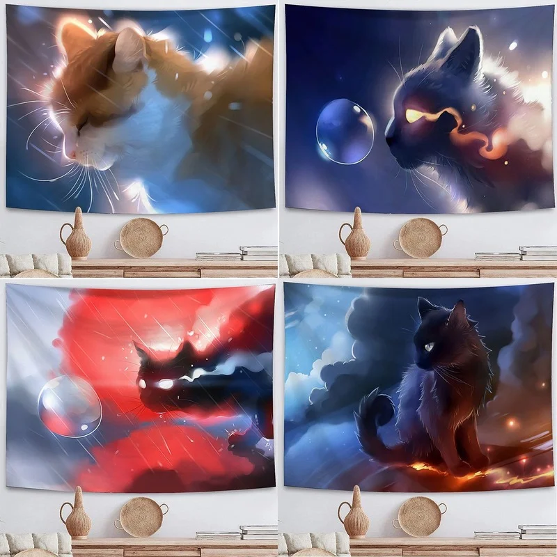 

Настраиваемый психоделический котенок Гобелен Мандала предметы комната гобелен украшение для дома гостиной настенный гобелен