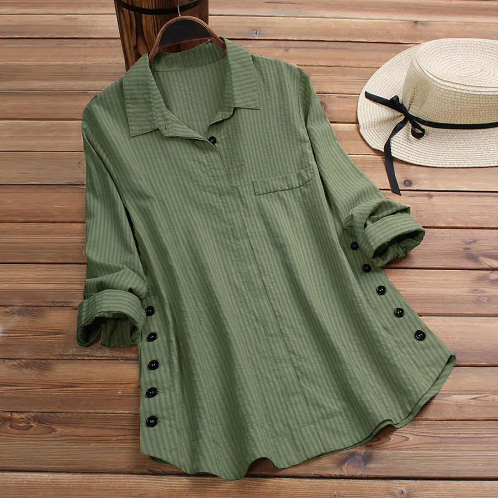 

Women Blouses Turn Down Collar Solid Color Long Sleeve Button Down Shirt Korean Fashion Top Vintage Clothes Blusas Mujer 4
