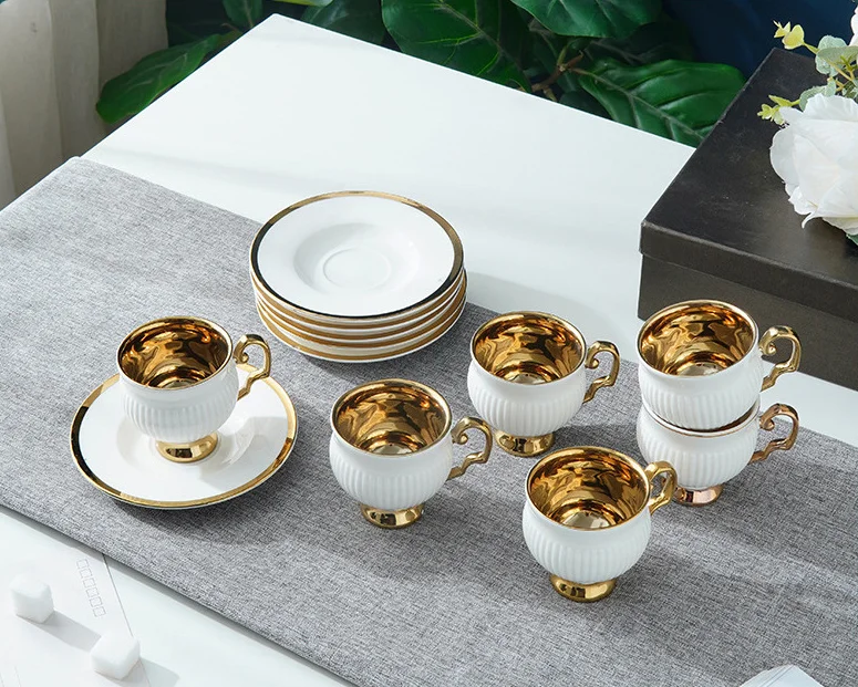 6 чашек и тарелок керамические чашки блюдца простые домашние послеобеденные