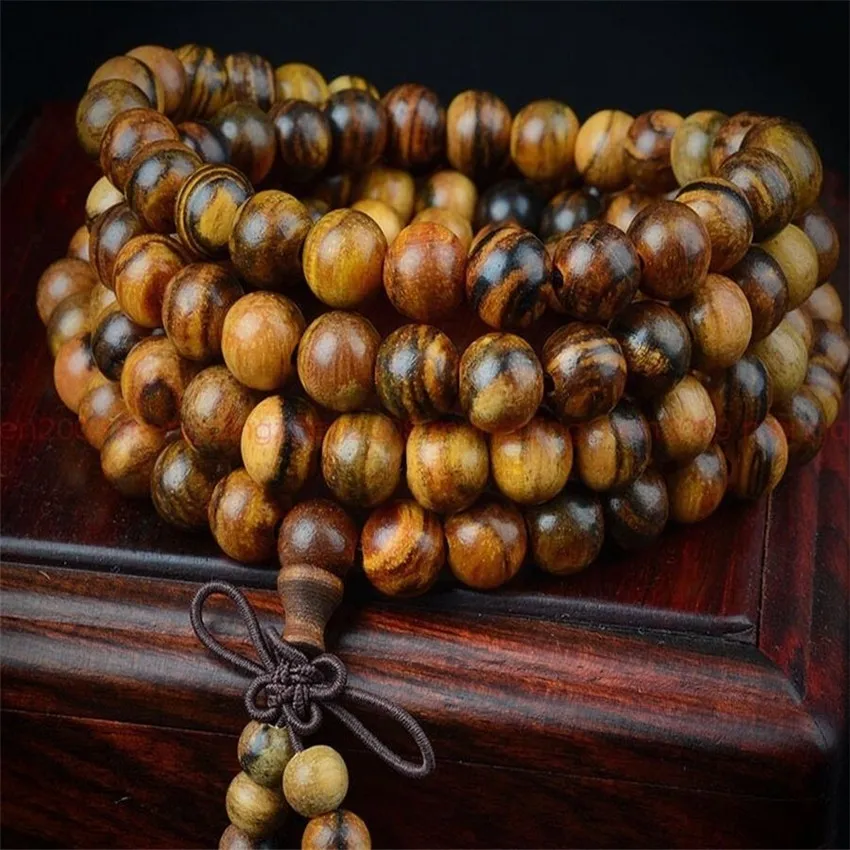 Браслет унисекс из 108 бусин и цветных тигровых полудрагоценных камней 6 мм