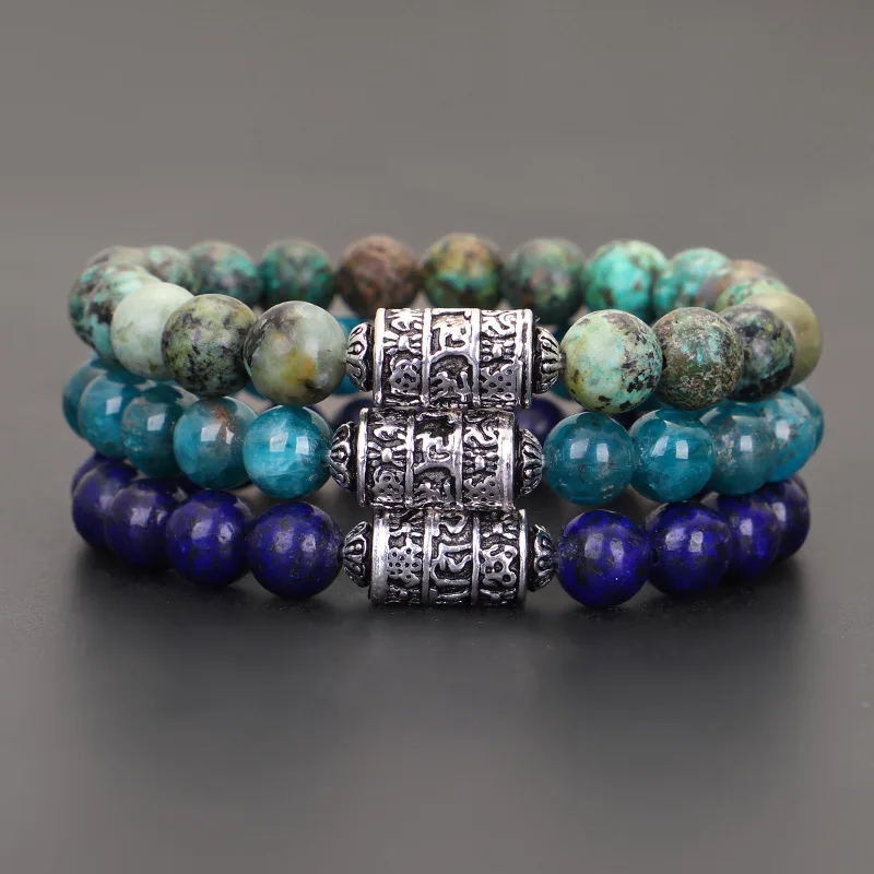

New Tibetan Style Antique Bead Bracelet with Six Characters True Words Buddhist Beads Stone Bracelet Jewelry Accessories