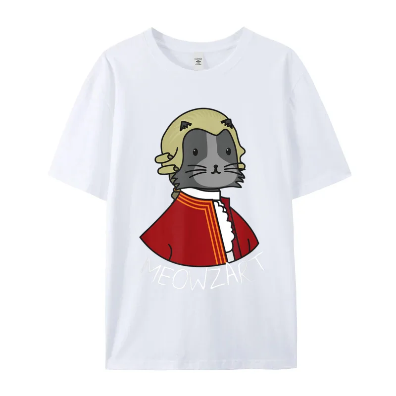 Мужская футболка из чистого хлопка с коротким рукавом Meowzart футболки забавным