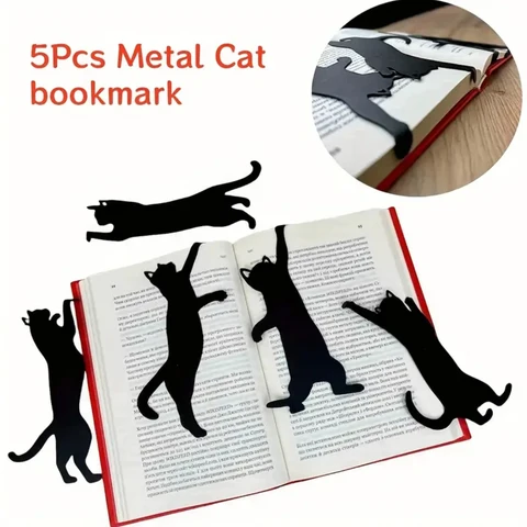 Металлические закладки с котом, 5 шт.