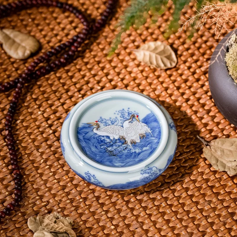 Цзиндэчжэнь Qitang античная грязь синий и белый морской журавль подставка