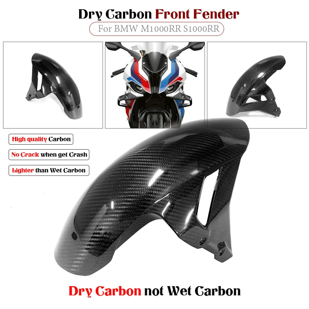 

for BMW S1000RR M1000RR 2020 2021 Motorcycle Dry Carbon Fiber Front Fender Mudguard Hugger Fairing Guard Cover Panel Cowling