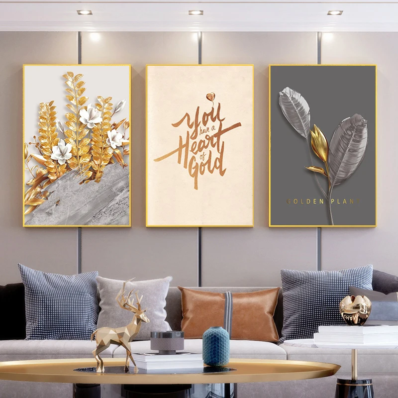 Настенная картина с абстрактными листьями и цветами в скандинавском стиле