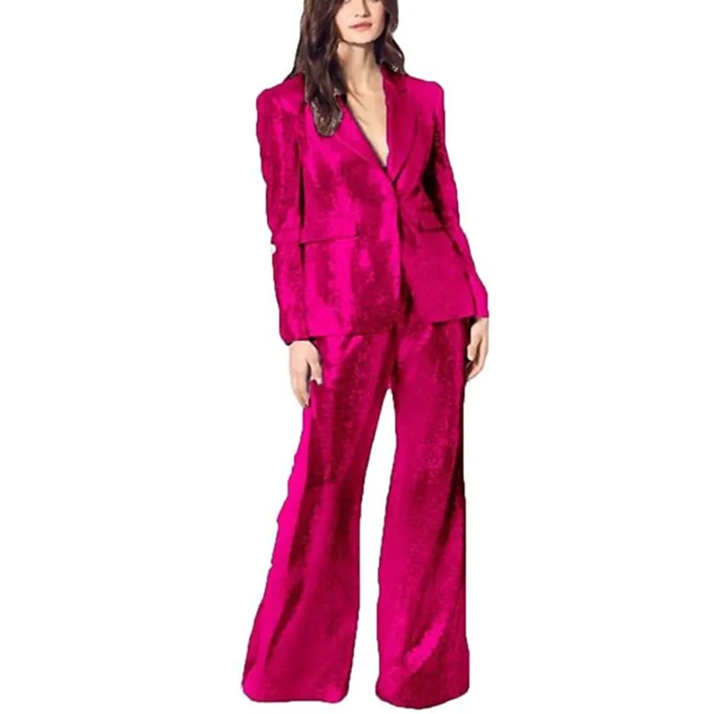 Sequined Fashion Women's Suit Set 2 Pieces Blazer Pants Dress Party Wedding Tuxedo Pants Suits Women костюм женский images - 6