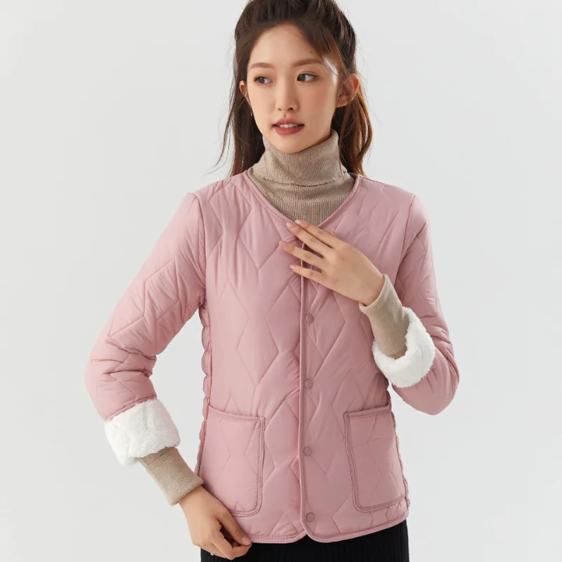 New Cotton Clothing Women Short Model Fleece Sandwich Cotton Thickened Increase Jacket Inner Wear Fleece Thick Coat Versatile