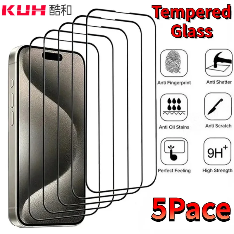 5 шт. HD закаленное стекло KUH Защитная пленка для экрана iPhone 16 Pro Max