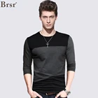 Мужская футболка в винтажном стиле, длинная черно-серая футболка с круглым вырезом, в стиле пэчворк, осень-весна