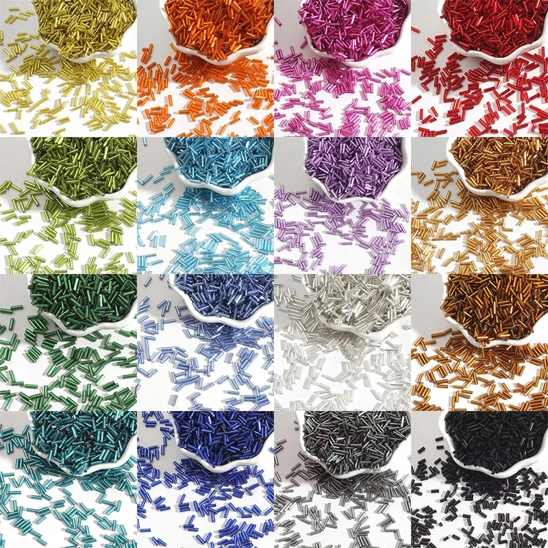 

300pcs/Lot 2x7mm Czech Glass Seed Beads Long Tube Round Silverline Bugles Loose Spacer Beads for Jewelry Making DIY Accesories