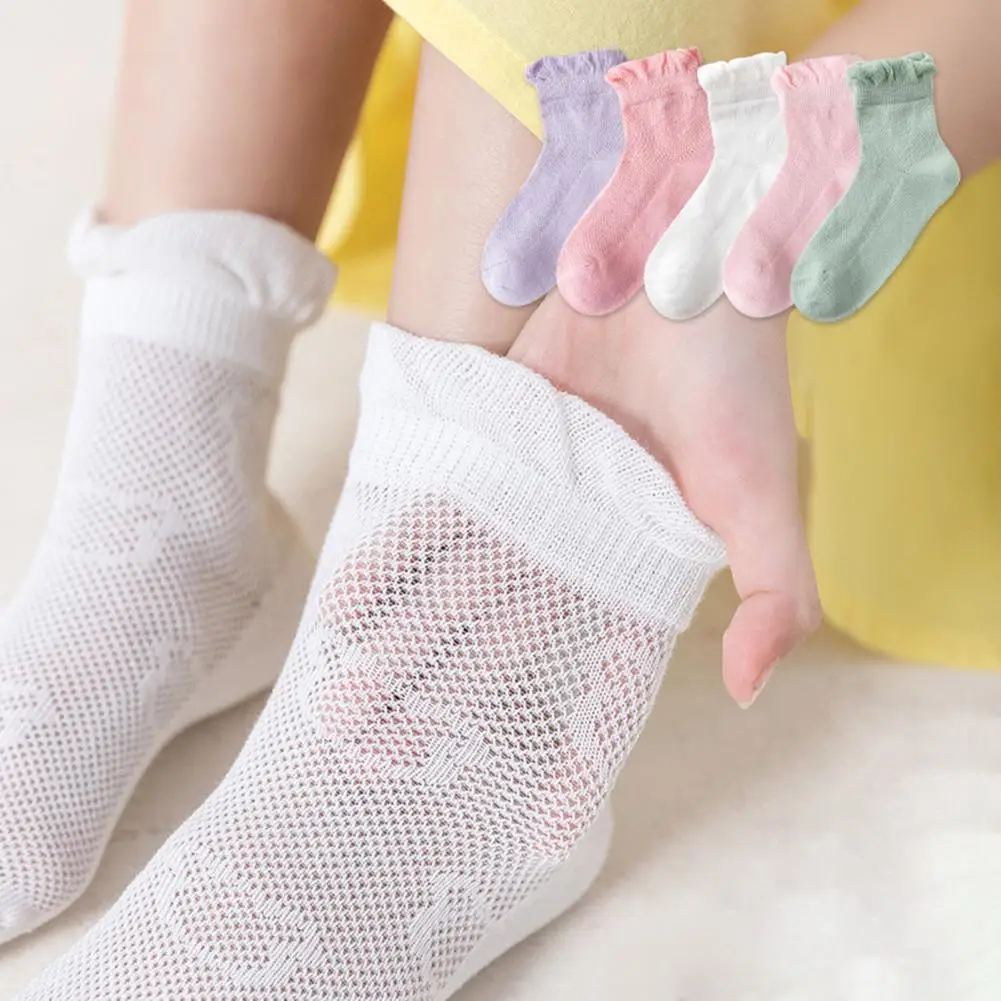 

Sweat Absorption Long Lasting Toddler Cozy Stretchy Solid Ruffle Ankle Socks Party Favor