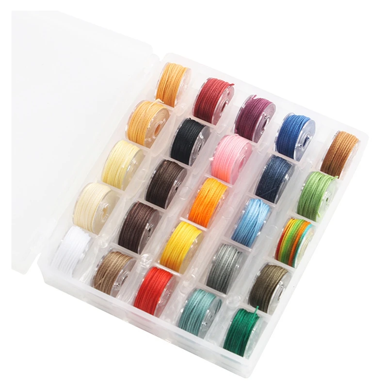 

25 цветов/восковая нить, полиэфирная нить, вощеная нить, набор в коробке, плетеный браслет для кожевенного ремесла, шитье «сделай сам», 0,45, 0,55, 0,65 мм, прочный