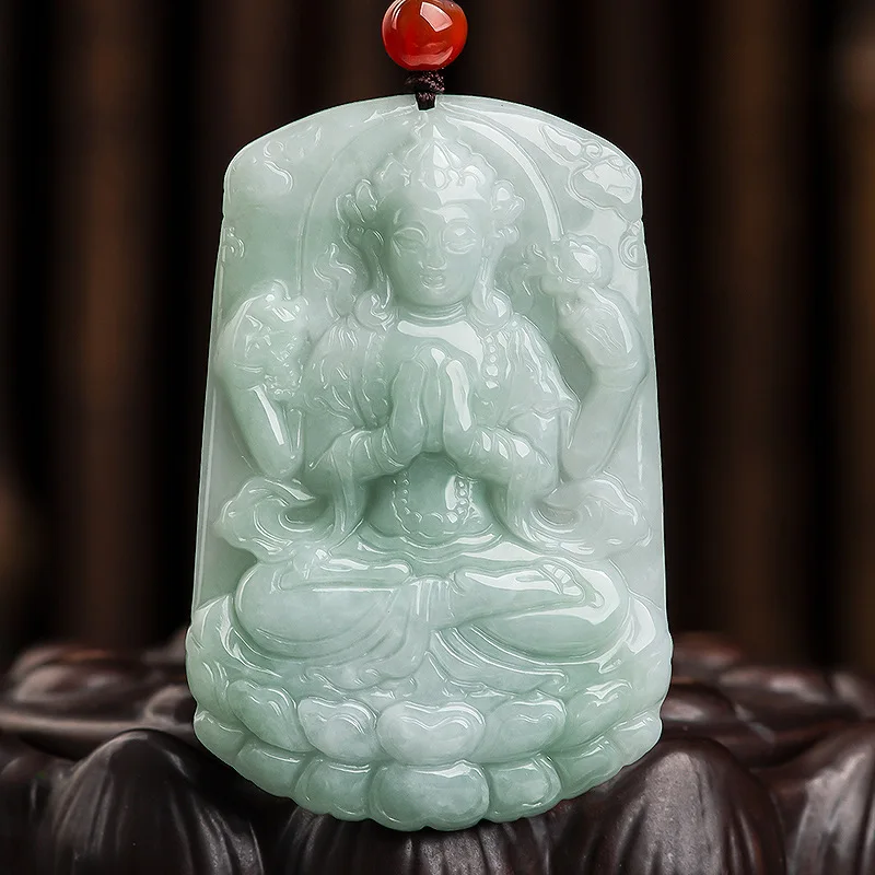 

Бирманский нефритовый кулон Гуаньинь ювелирные изделия драгоценные камни аксессуары из нефрита подвески очаровательное Изумрудное мужское ожерелье очаровательное натуральное зеленое