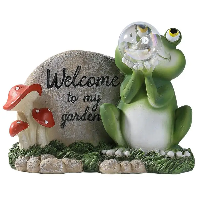 

Frog Solar Lights Outdoor Garden Frog Statues For Garden Solar Frog Figurines Seven Colors Automatically Change For Porch