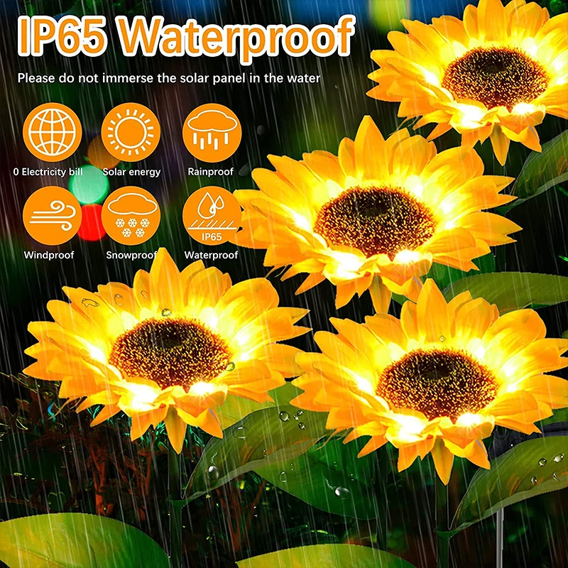 

Solar Garden Lights Outdoor Sunflowers/Jellyfish Lawn Light IP65 Waterproof Landscape Light for Patio/Yard/Lawn/Pathway/Holiday