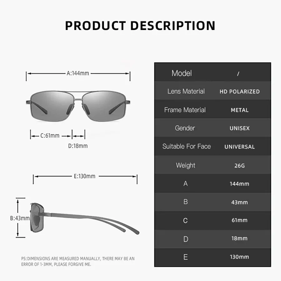 Солнцезащитные очки мужские поляризационные в оправе из алюминиево-магниевого
