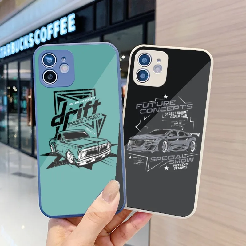 

Спортивный крутой автомобильный чехол для телефона IPhone 14 13 12 11 Pro Max X XR XS 8 7 Plus чехол для телефона из жидкого стекла