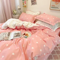 34pcs pink lover bedding set duvet cover bed flat sheet pillowcase summer quilt bedspread cover twin full queen king size